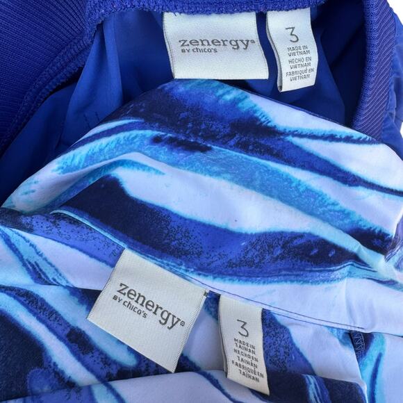 Chico's Zenergy 3 XL 16 Travel 2 Piece Set Blue Wave Jacket Capri Cargo Pants - Picture 7 of 13